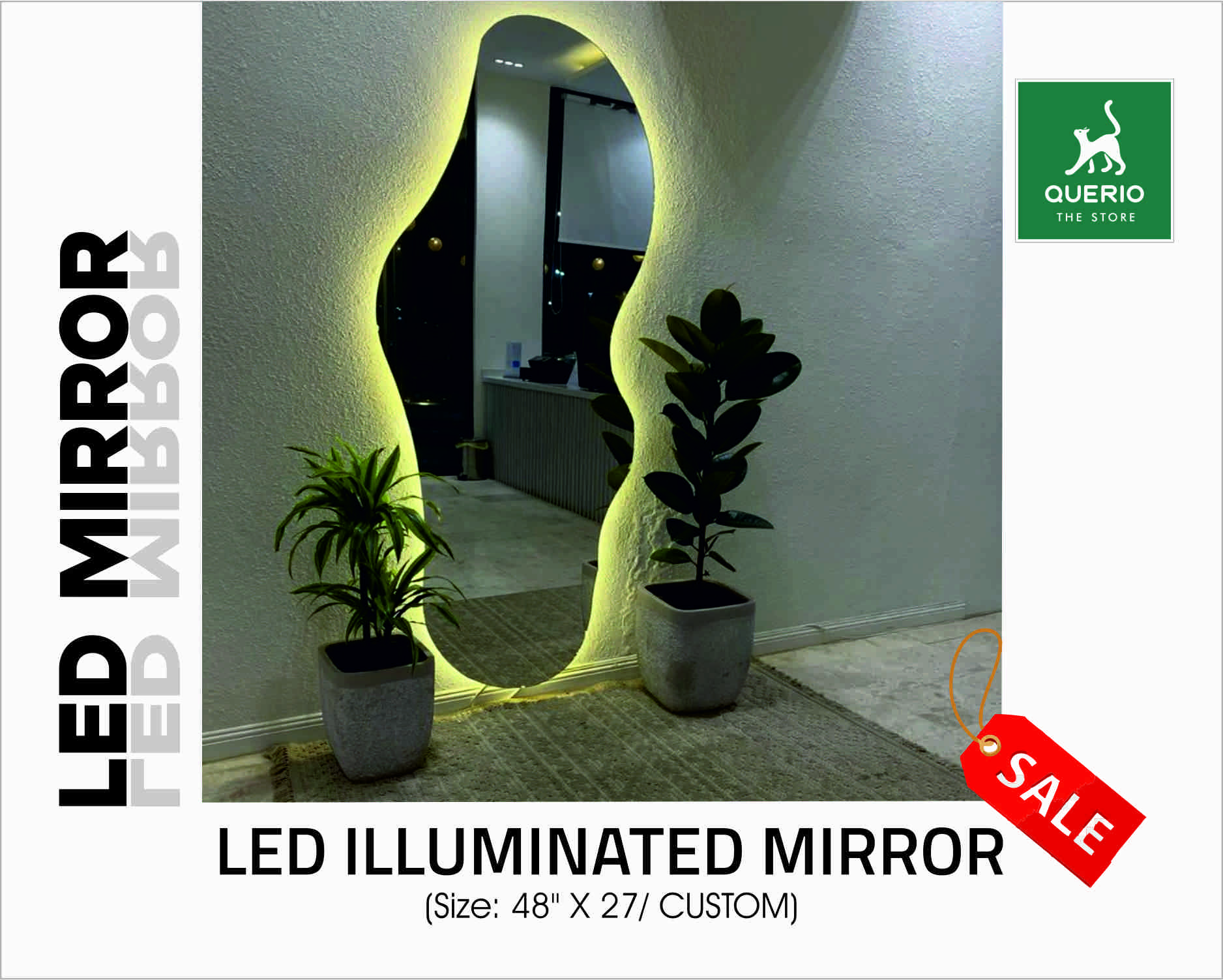 LED ILLUMINATED WALL DECOR MIRROR (Custom Shape Available)